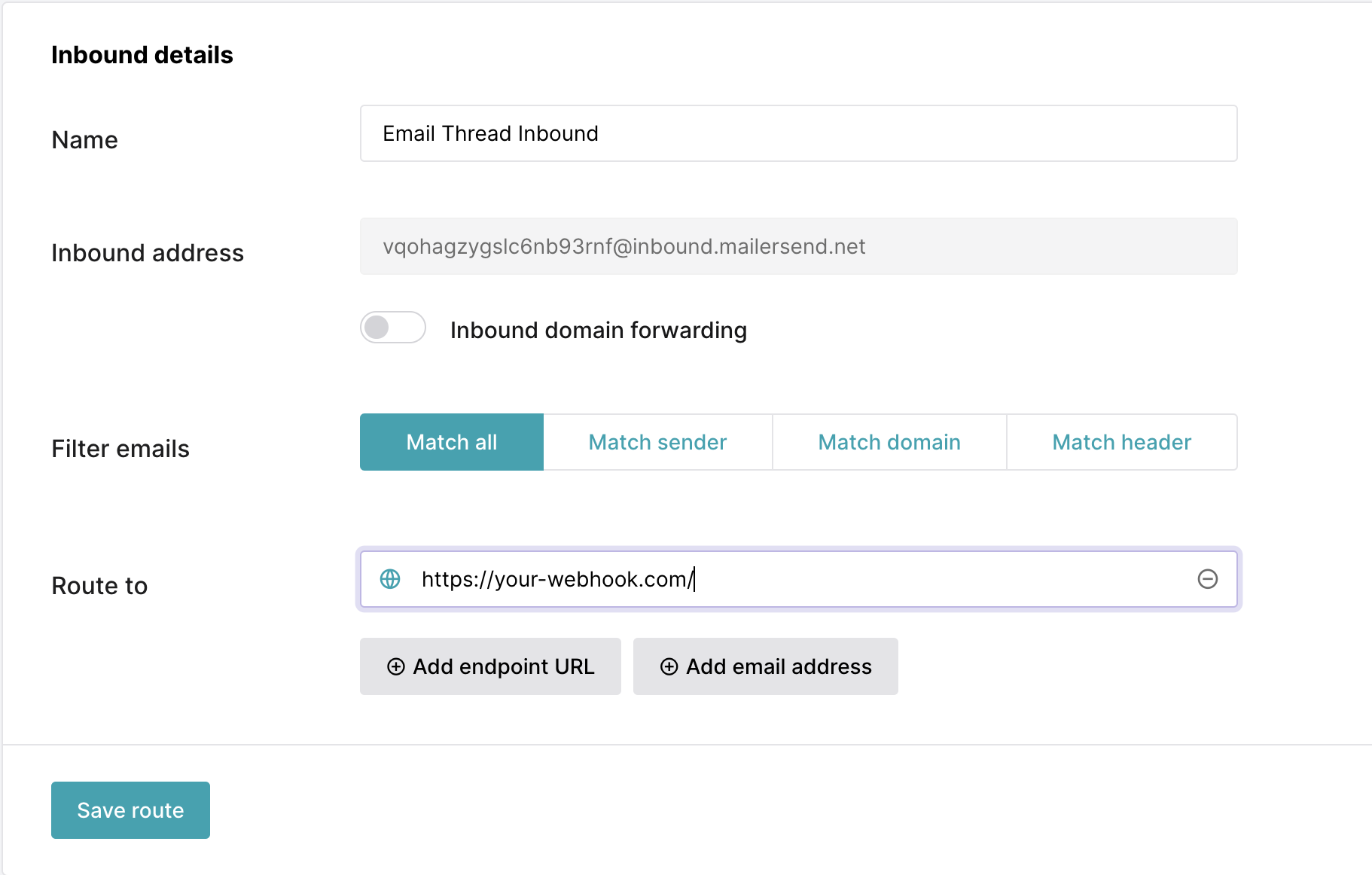Add Inbound Route