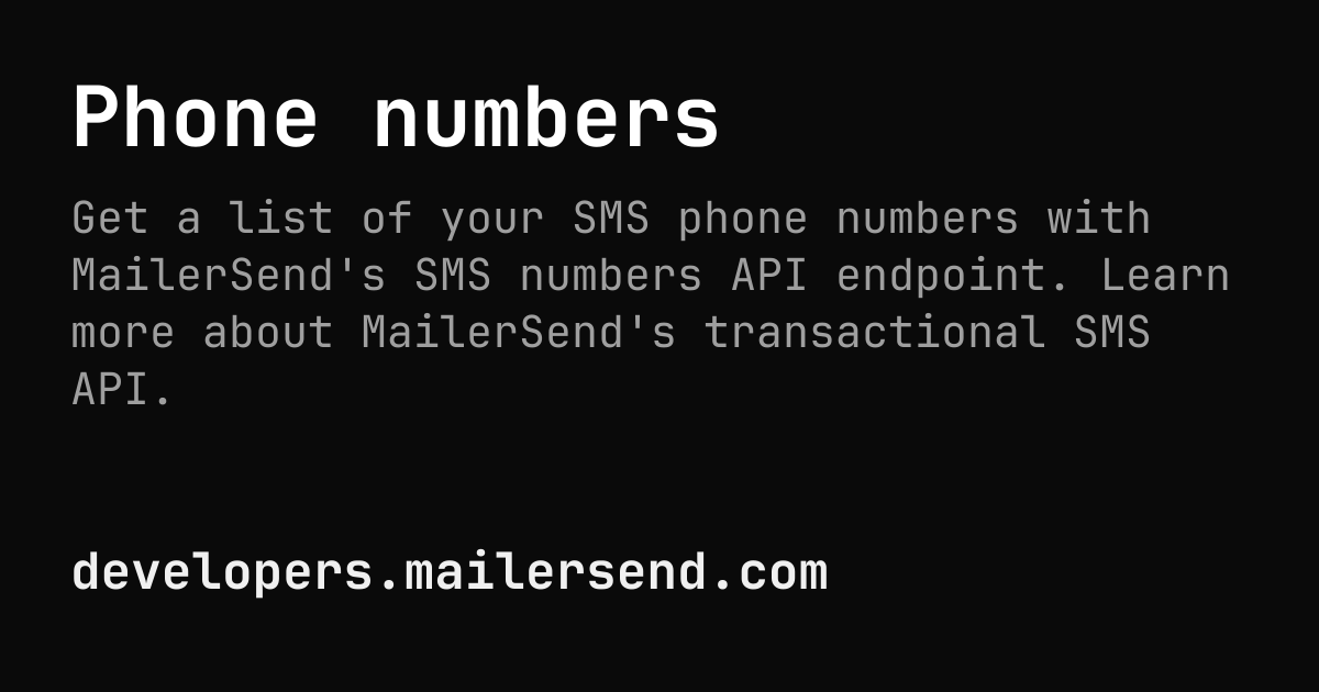 Phone numbers | MailerSend Developers